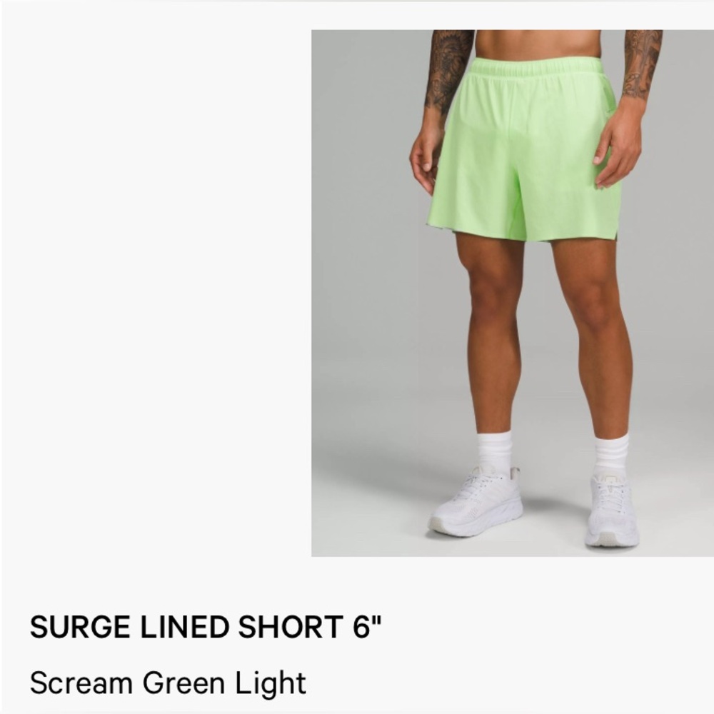 Lululemon Surge Lined shorts 6” scream green L